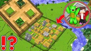 JJ and Mikey Found SECRET VILLAGE under BIGGEST TRAPDOOR - in Minecraft Maizen