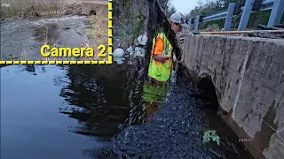 Opening Culvert Badly In Need Of Unclogging, Watch As Water Gushes