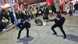 [STREET ARTIST] YU KAGAWA, HYOJIN & CHANWOOK. INTERACTIVE HONGDAE BUSKING. 230224.