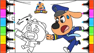 SHERIFF LABRADOR Coloring Pages / How to Color SHERIFF LABRADOR / Sheriff Labrador helping animals