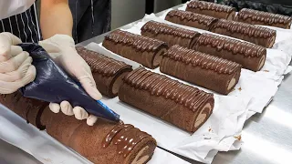 Full of chocolate! Making chocolate roll cake - Taiwanese street food
