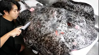 Filleting a Monstrous Stingray Armed With a Deadly Stinger