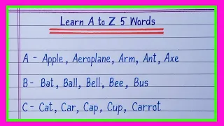 A to Z alphabet 5 words/Five words A to Z/A to Z five five words/five five words of each alphabet