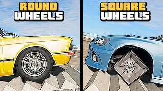Square Wheels VS Round Wheels #3 - BeamNG Drive