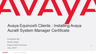 How to install Avaya Aura System manager default certificate on Avaya Equinox client