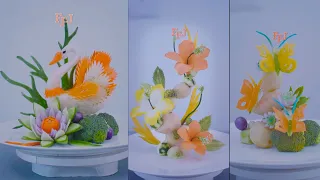 3 Creative Arts on Veggies as Food Decorating & Garnishing Ideas