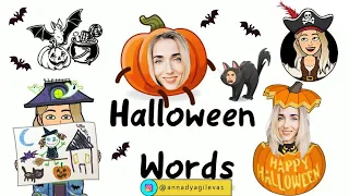Halloween Vocabulary Word list. Talking Flashcards.