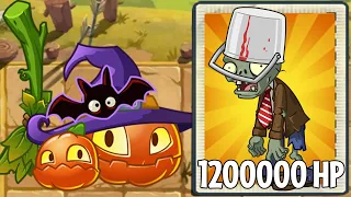 PvZ 2 Challenge - Every Plant Level 100 Vs Super Buckethead Zombie 1,2 Million HP