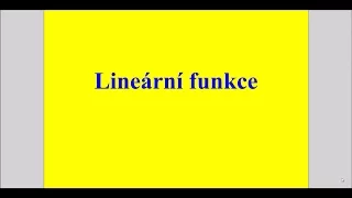 Lineární funkce