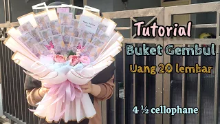 Tutorial buket uang gembul 20 lembar | tips buket gembul | diy money bouquet