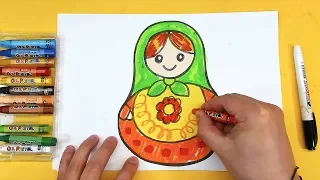 Рисуем РУССКУЮ МАТРЕШКУ для детей
