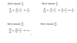 Skróć ułamek 8/12. Skracanie ułamków.