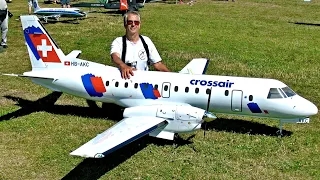 FASCINATING !!! HUGE RC SAAB-340 / FANTASTIC ELECTRIC SCALE MODEL AIRLINER / FLIGHT DEMONSTRATION !!