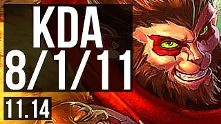 WUKONG vs DIANA (JUNGLE) | 8/1/11, 1.6M mastery, 900+ games, Godlike | EUW Master | v11.14