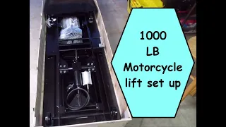 1000 Lb Motorcycle Lift Unboxing and set up. PUMP- YOU- UP!