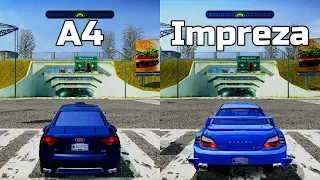 NFS Most Wanted: Audi A4 3.2 FSI Quattro vs Subaru Impreza WRX STI - Drag Race