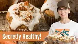 Healthy Carrot Cake Muffins and Cream Cheese Glaze | EASY