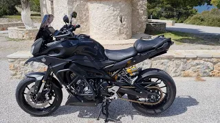 Yamaha mt-09 tracer akrapovic full exhaust sound and walk around