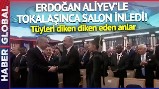 Tören Salonunda Tüyleri Diken Diken Eden Anlar! Erdoğan Aliyev'le Tokalaşınca Salon İnledi!