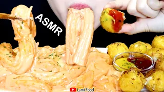 CREAMY SPICY BUNMOJA ASMR | FIRE CHICKEN CARBONARA  | FRIED MILK ASMR