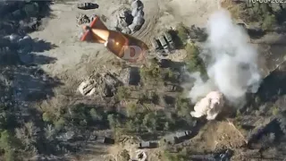 Massive Attack! Ukraine Drone Attack, War Video Footage, destroys Russian tank near Bakhmut, 2022