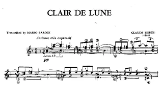 Debussy: Clair de Lune for Guitar (Tr. Mario Parodi) - Score video