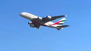 A380 Emirates take off at Barajas.