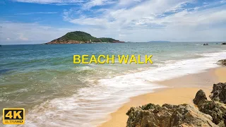 4K Tropical Beach Walk with Relaxing Ocean Wave Sounds