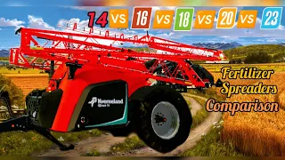 How to use Fertilizer Spreaders || fs14 vs fs16 vs fs18 vs fs20 vs fs23