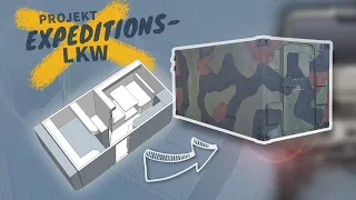 Innenausbau Planung im Zeppelin FM II Shelter | 🛖🗺 Layout für 4x4 LKW EXPEDITIONSMOBIL Wohnkabine 🚛