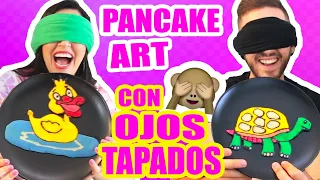 DIBUJANDO CON COMIDA CON LOS OJOS CERRADOS! RETO Pancake Art Challenge ft ArteMaster