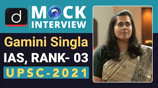 Gamini Singla, Rank-03, IAS - UPSC 2021 | English Medium | Mock Interview | Drishti IAS English