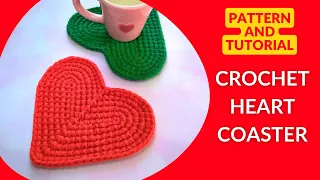 How to Crochet Heart Coaster. Easy Tutorial for Beginners.