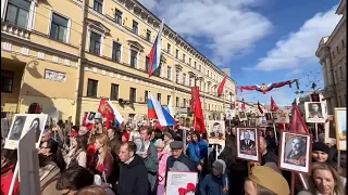 IMMORTAL REGIMENT 2022 in St Petersburg, Russia. Victory Day 2022. LIVE