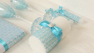 Wedding accessories Handmade Wedding decor aqua blue Cвадебные аксессуары Свадебные свечи VIZZARA