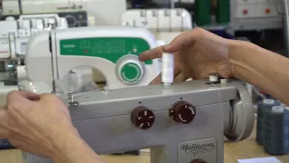 Как заправить нитки и начать шить на швейной машине Чайка?