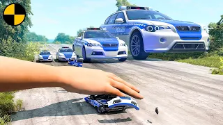 Big & Small Police Cars vs Giant Hand Slap 😱 Beamng.Drive