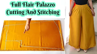नए और आसान तरीके से घेर वाला Palazzo बनाना सीखें | Full Flair Palazzo Cutting And Stitching