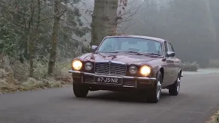 Enjoying a luxury Jaguar XJ6 in wintertime
