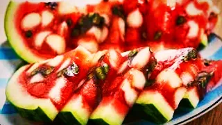 🍉желе в арбузе с 🍓ягодами🍉