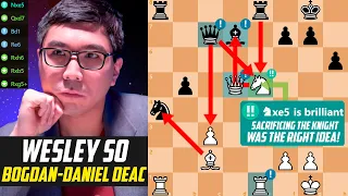 Wesley So *STUNNED* Bogdan-Daniel Deac with Brilliant Knight Sacrifice Grand Chess Tour 2023