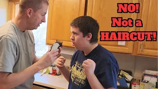 Autism Haircut. Will Logan have a MELTDOWN before I finish his HAIRCUT?  This one was STRESSFUL.