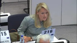 May 2019 EESC Plenary Session Group III Member Baiba Miltovica Intervention with Margrethe Vestager