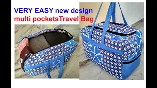 Super Easy -TOP OPENING Travel bag with multi pockets - cutting & stitching in hindi , shopping bag