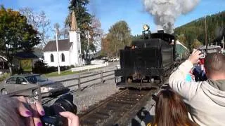 Steam Locomotive Pulling Into The Station
