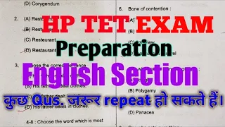 HP TET  PREPARATION ENGLISH SECTION II HP TET PREPARATION HP TET ENGLISH SECTION