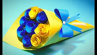 Оригинальный букет роз из бумаги своими руками/Flowers from colored paper/Make paper flowers/DIY