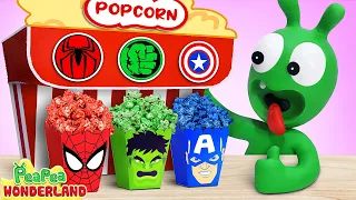 Pea Pea Plays with Superhero Popcorn Vending Machine | Funny cartoon for kid - Pea Pea Wonderland