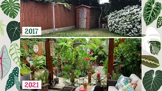 How I Transformed My Small UK Garden Into A Tropical Paradise 🌺🌴🌼🦋 2017-2021