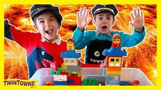 The Floor is Lava Challenge! Family Fun Kids Pretend Playtime with Lego Duplo